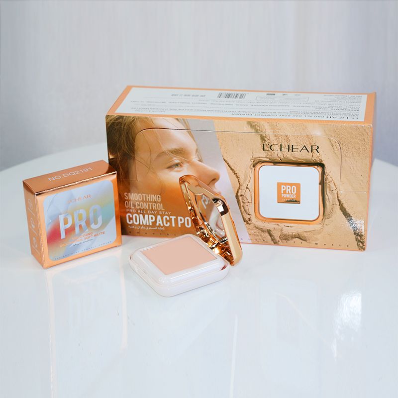 1 Pcs L'chear Smoothing Oil Control Pro All Day Stay Compact Face Powder - Matte - Glitter Light Nude & Dark Nude (2)