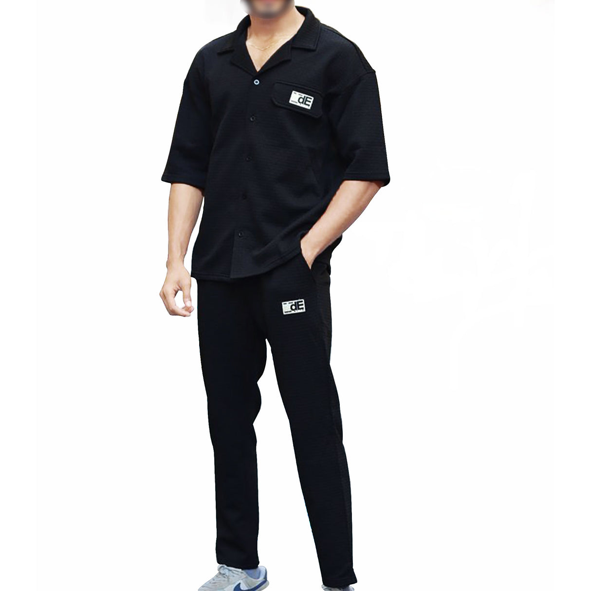 Black Men's Tracksuits drop shoulder