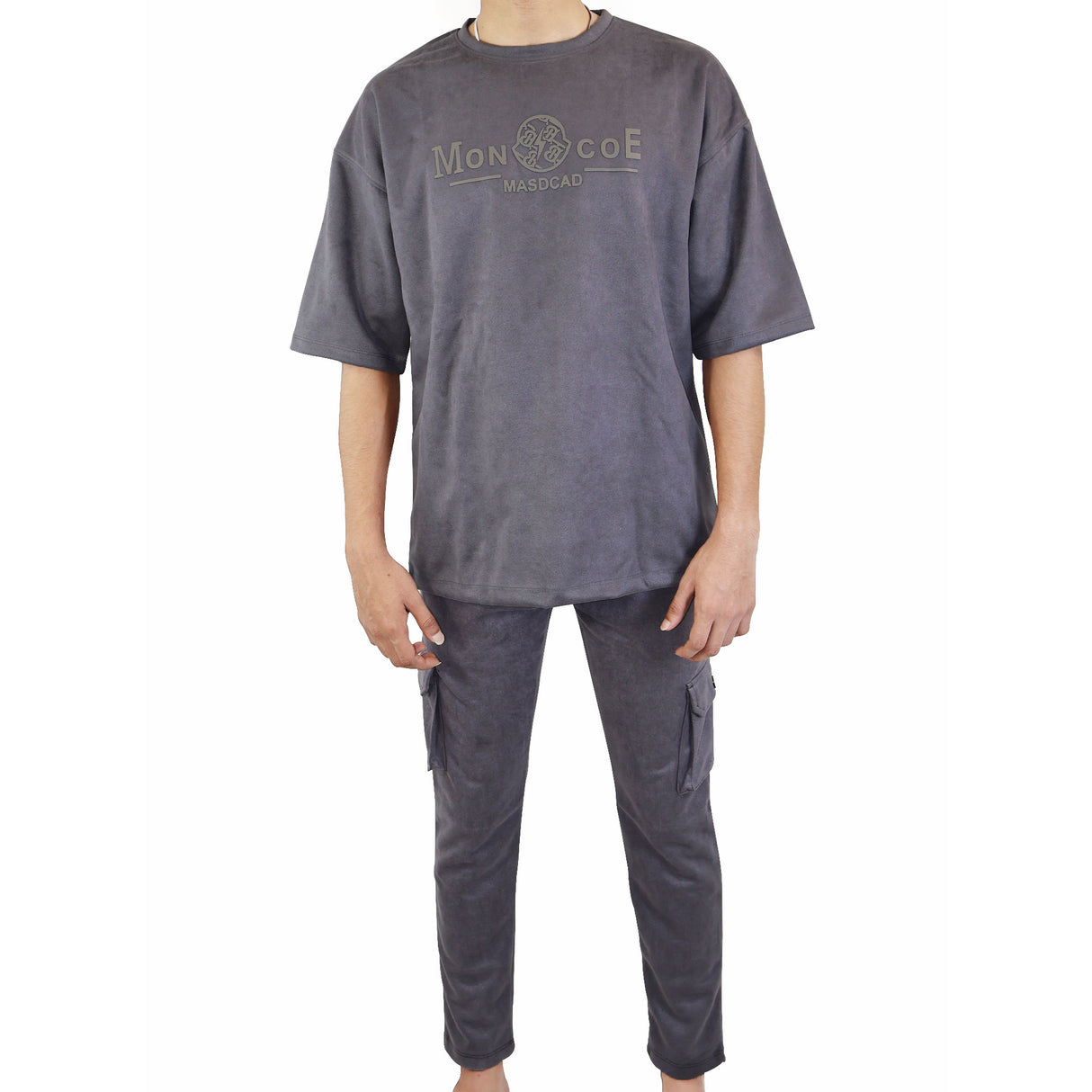 MON COE MASDCAD Long Shoulder Suede Blends Track Suit - (Grey)