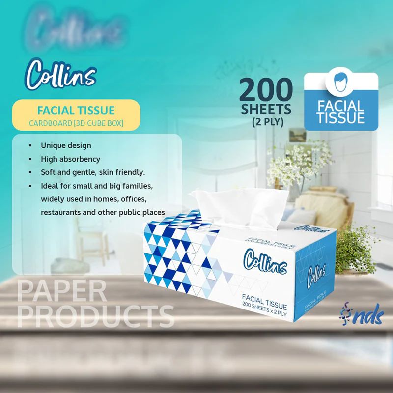 COLLINS Facial Tissue Box: 200 Sheets, 2-Ply Softness & Quality - Shop N Save