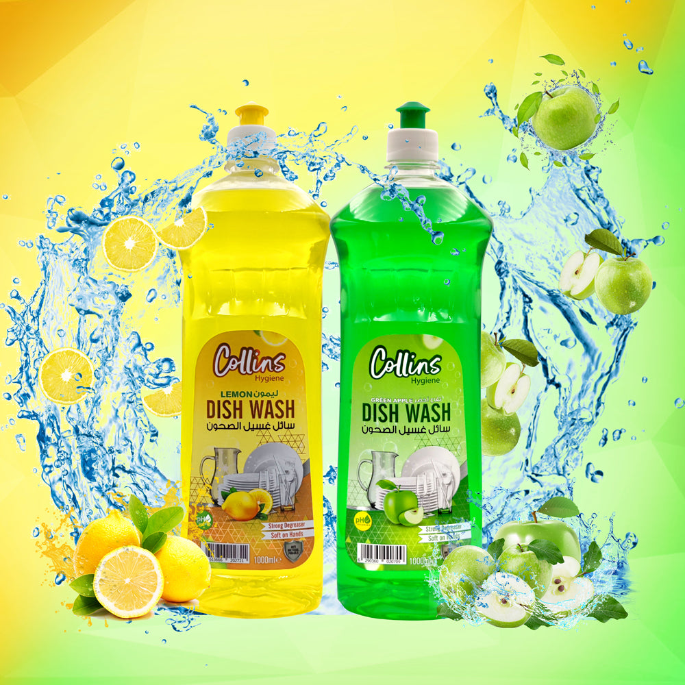 Collins Hygiene - Dishwash - Lemon + Green Apple 1000ml - Promo Pack