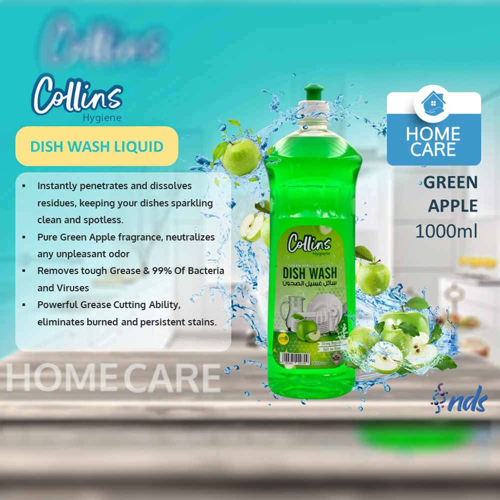 Collins Hygiene - Dishwash - Pomegranate + Green Apple 1000ml - Promo Pack