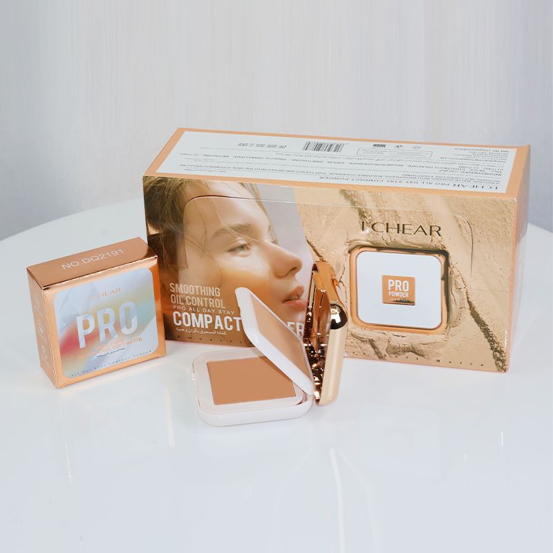 1 Pcs L'chear Smoothing Oil Control Pro All Day Stay Compact Face Powder - Matte - Light Rose tan & Dark Rose Tan (3)