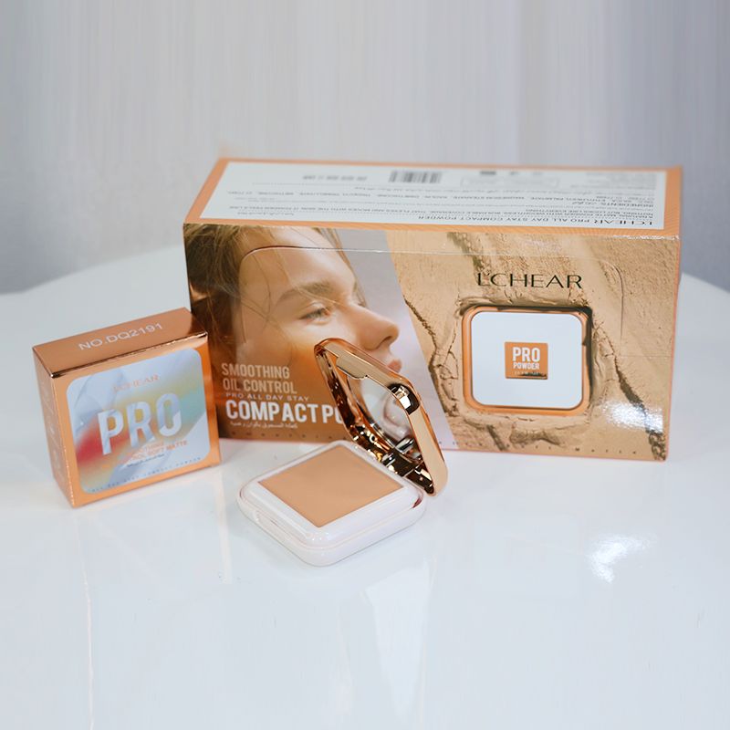 1 Pcs L'chear Smoothing Oil Control Pro All Day Stay Compact Face Powder - Matte - Light Rose tan & Dark Rose Tan (3)