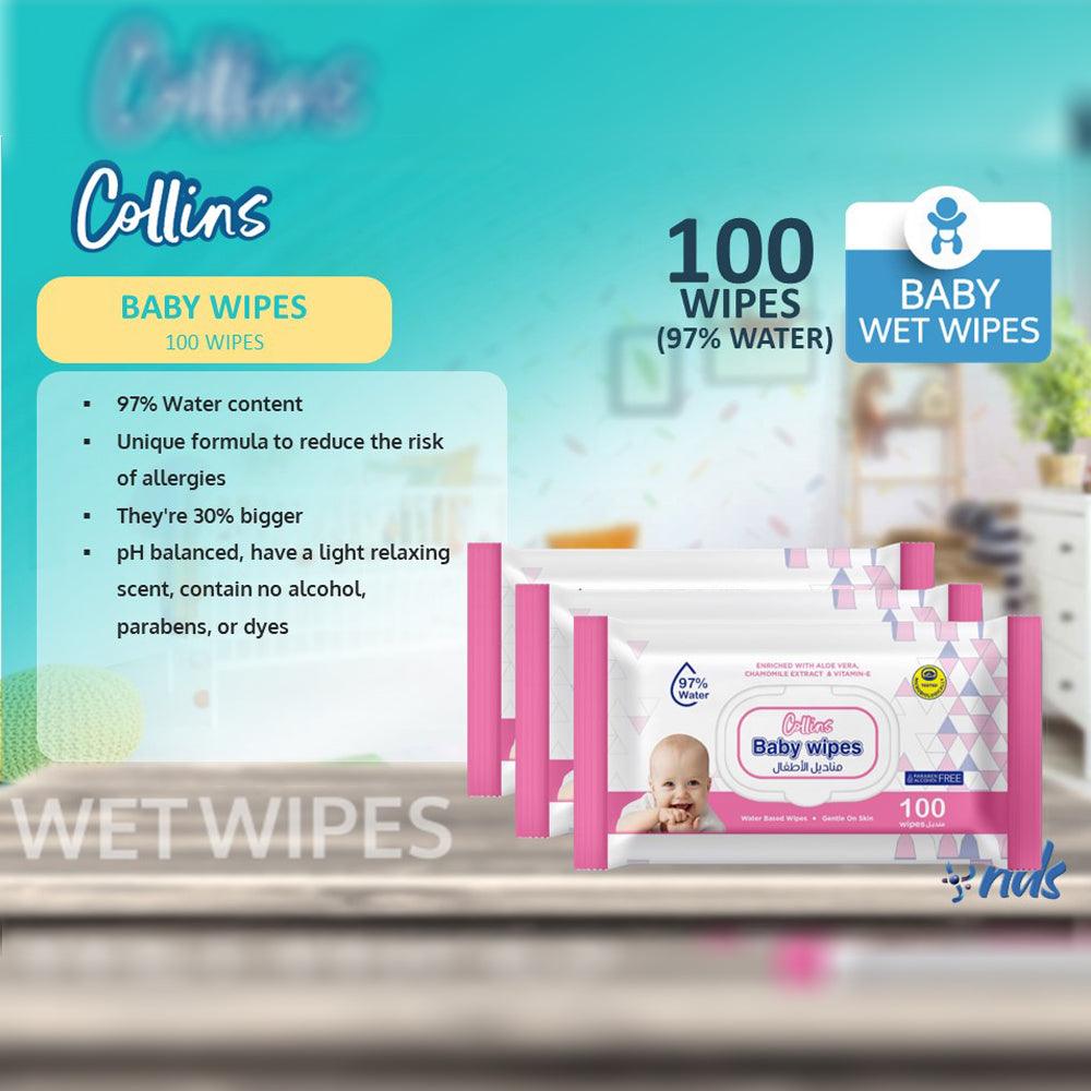 Collins Antibacterial Wet Wipes 100 Sheets 2 Pcs Premium Quality Unisex Baby Accessories Fabric Pink - Shop N Save