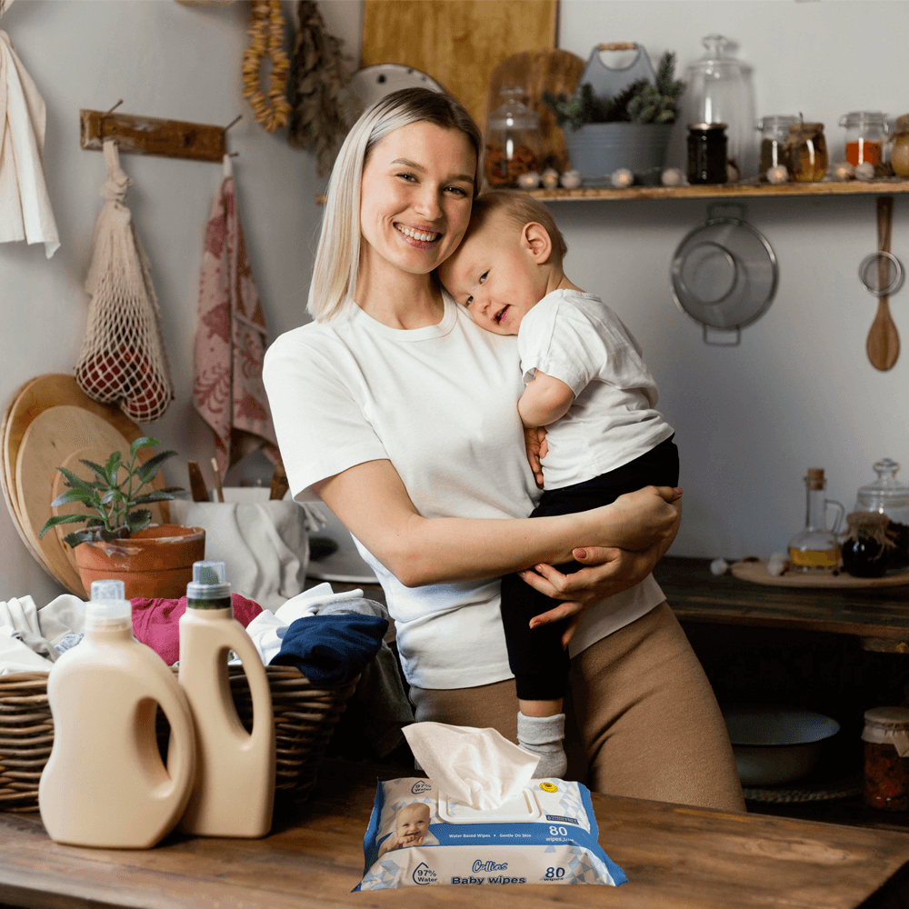 Collins 2 Pcs Antibacterial Wet Wipes 80 Sheets Premium Quality Unisex Blue Fabric Baby Accessories with Flip-Top - Shop N Save