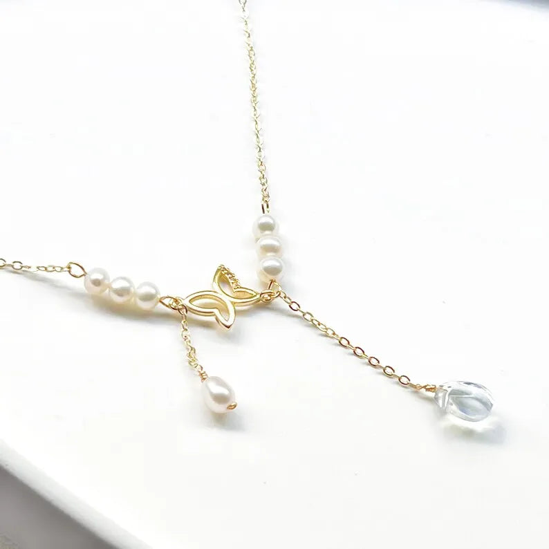 Pearl Butterfly Necklace: Fairycore, Cute, Gold Statement - Shop N Save