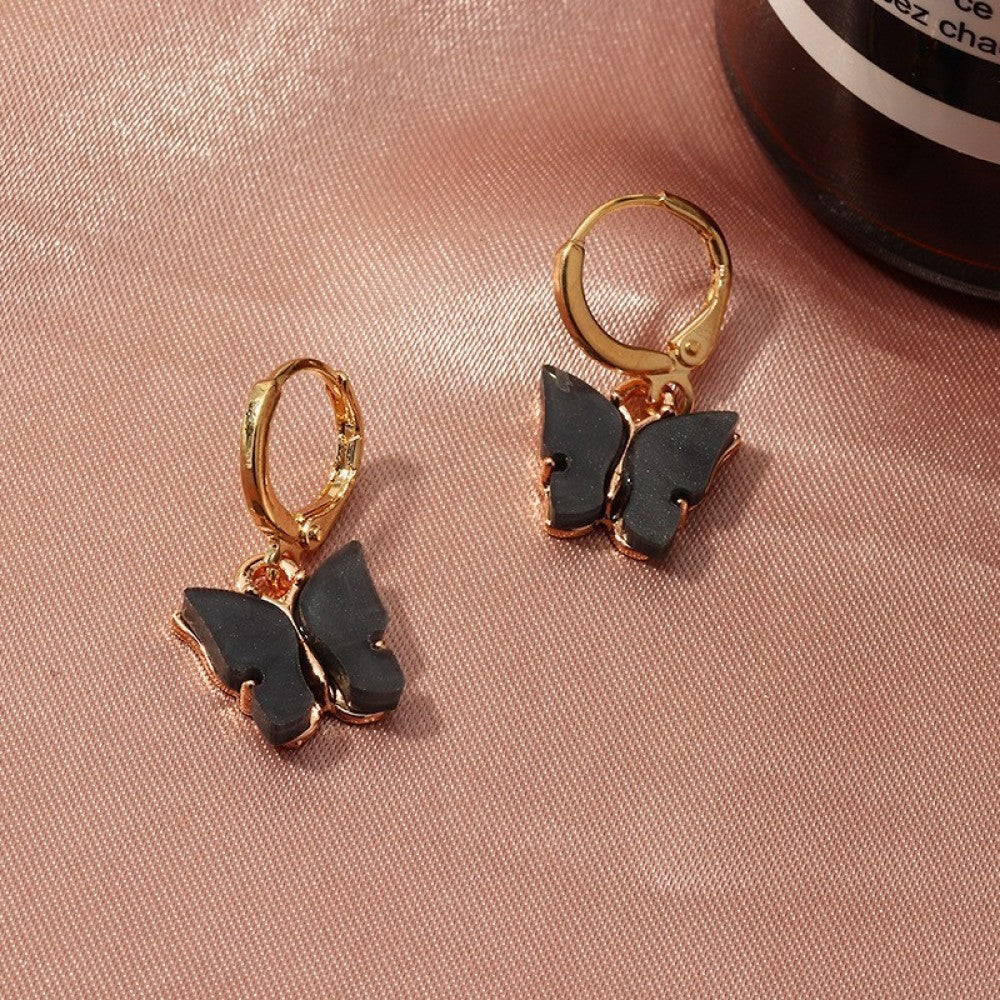 Fashion Acrylic Butterfly Earrings Small - Black