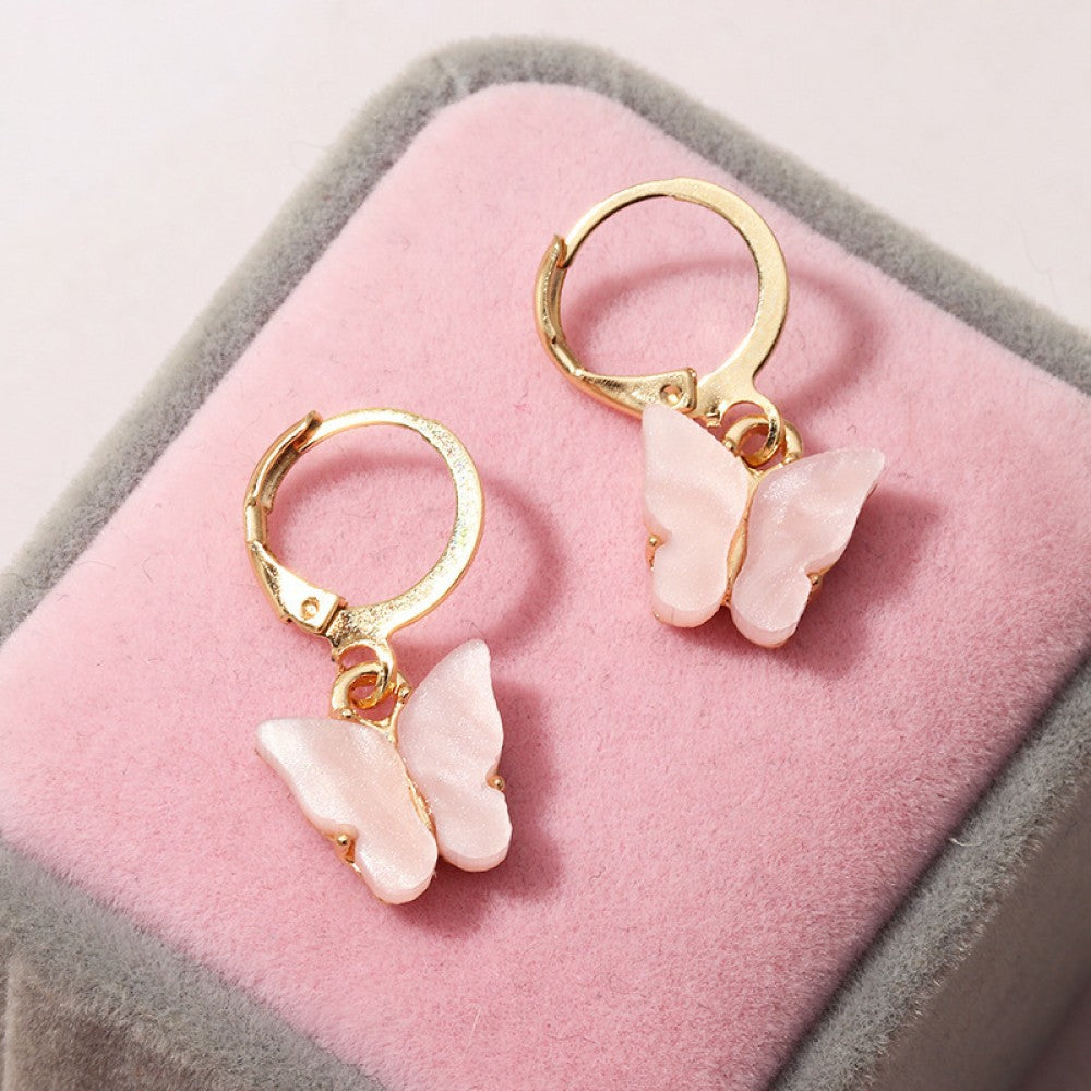 Fashion Acrylic Butterfly Earrings Small - Pink
