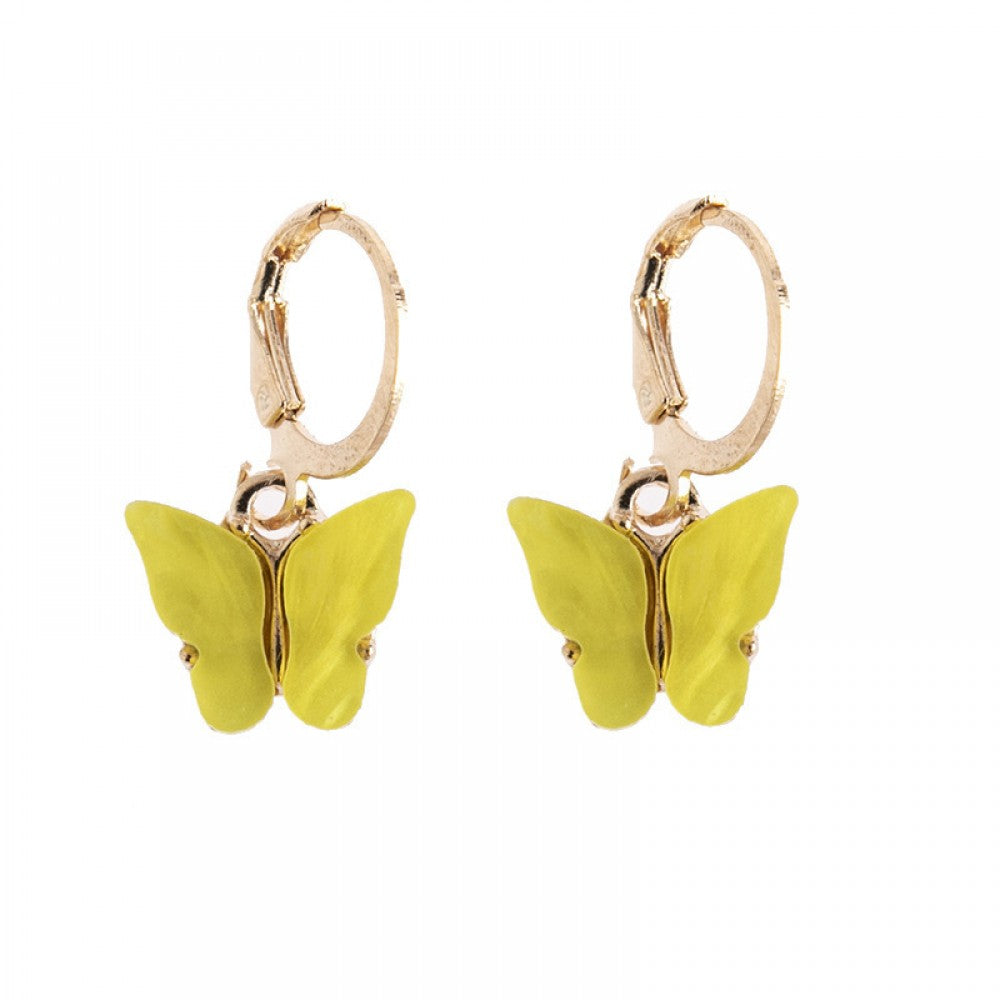 Fashion Acrylic Butterfly Earrings Small - Yellow