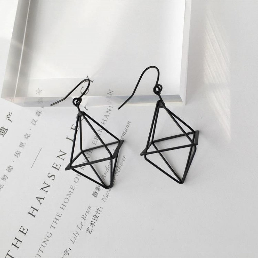 Fashion Triangle Geometric Stereo Contracted Pendant Earrings - Black