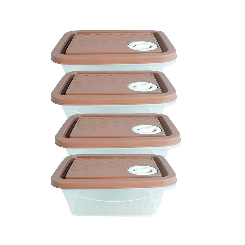 Convenient Set of 4 Plastic Food Storage Containers for Kitchen Use.
