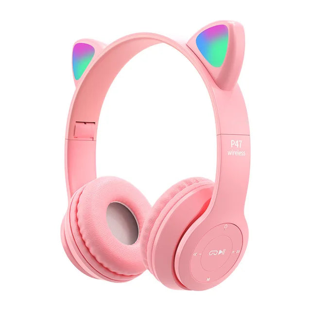 Cat Ear Bluetooth Headphones with LED - Kids Stereo Wireless Headset