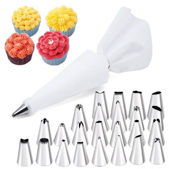Full set of stainless steel piping tip tool - White