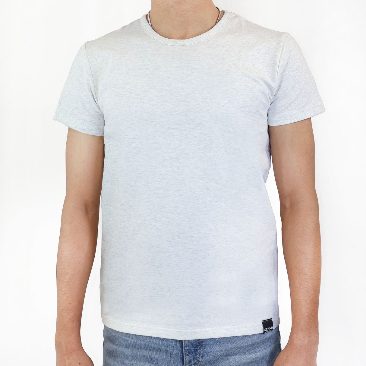 Men's Cotton T-Shirt, Crew Neck , Short Sleeve (Ash Grey)