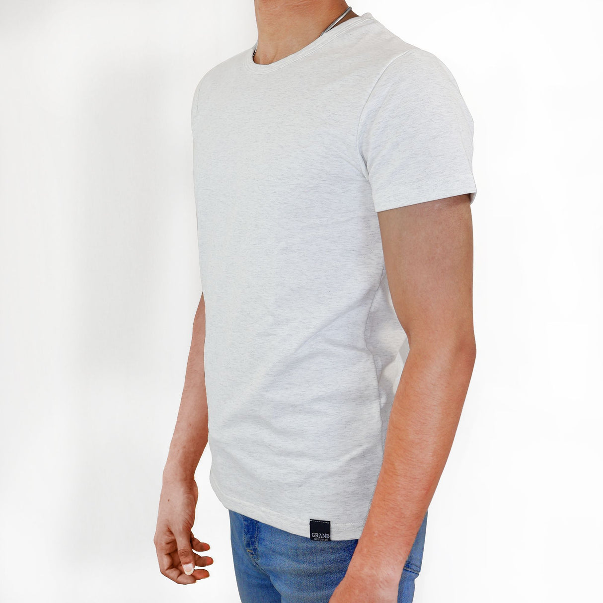 Men's Cotton T-Shirt, Crew Neck , Short Sleeve (Ash Grey)