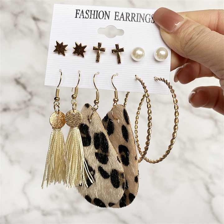 2023 Trendy Gold Earrings Set - Geometric Pearl Fashion Jewelry - Shop N Save