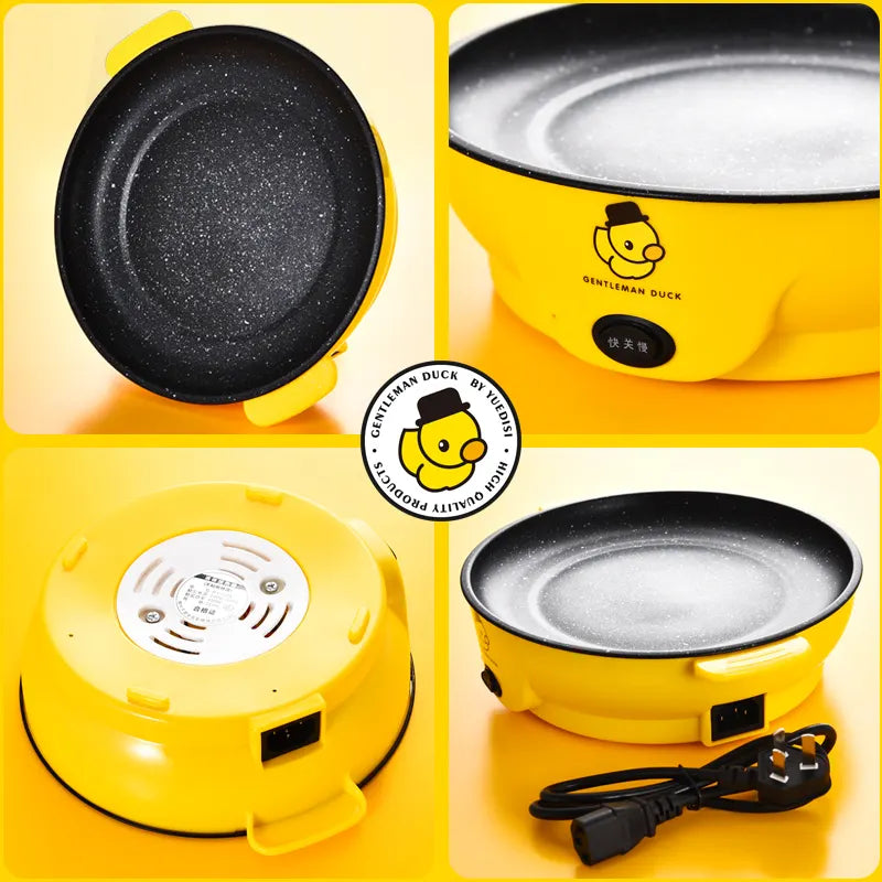 Cute Yellow Duck Electric Grill: Mini Non-Stick Frying Pan - Shop N Save