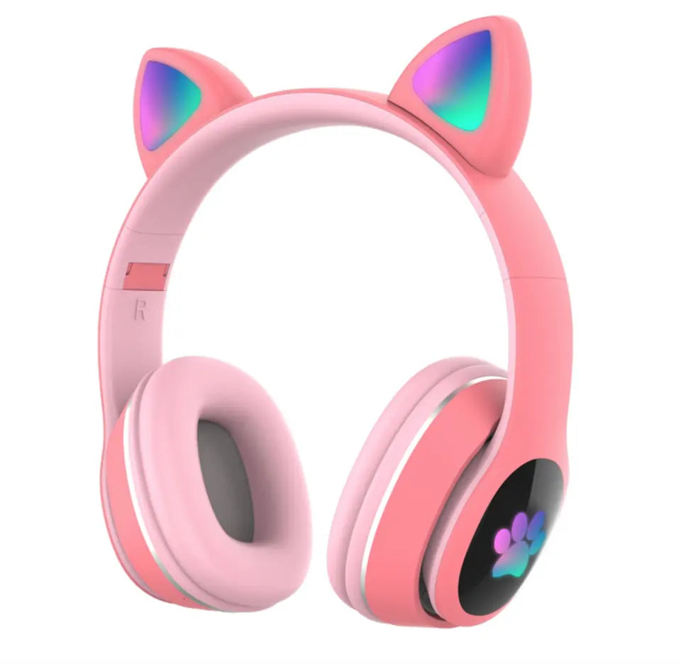 Cat Ear LED Headphones: Wireless, Foldable, Stereo Bluetooth - Shop N Save