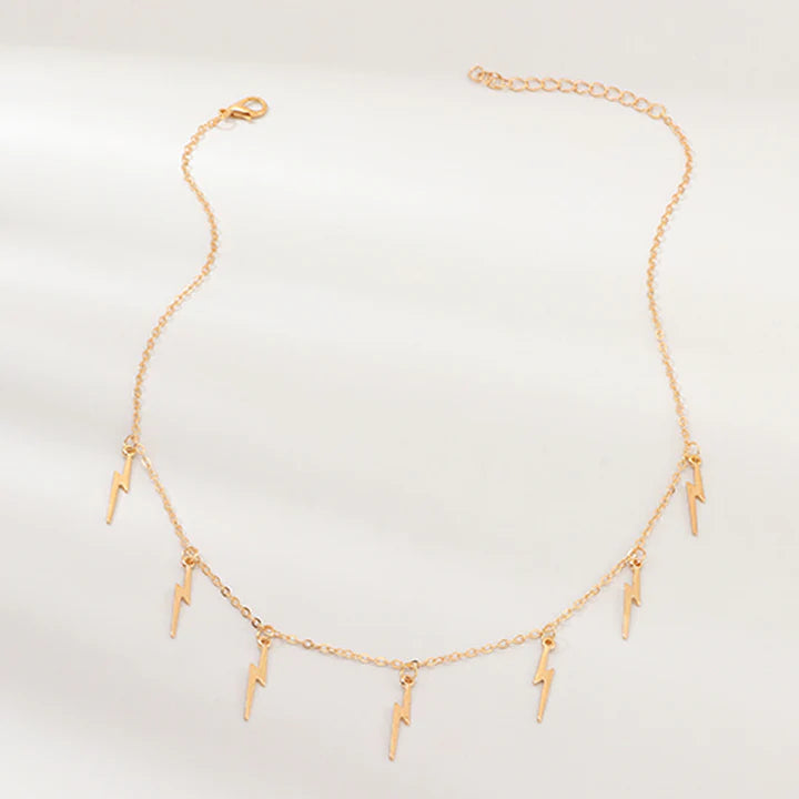 New Lightning Pendant Clavicle Necklace - Yellow Gold