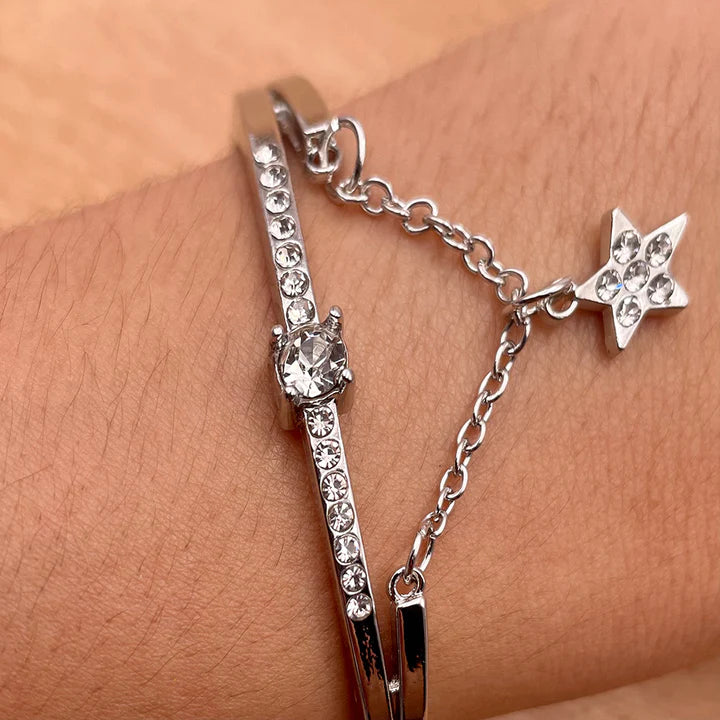 Girls Fashion Rhinestone And Star Chain Bracelet - Silver - Shop N Save