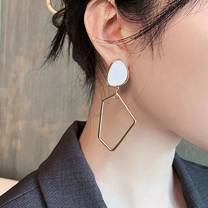 Women Geometric Shape Earrings - White