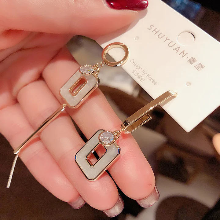 Fashion Square Imitation Shell Tassel Earrings - White - Shop N Save