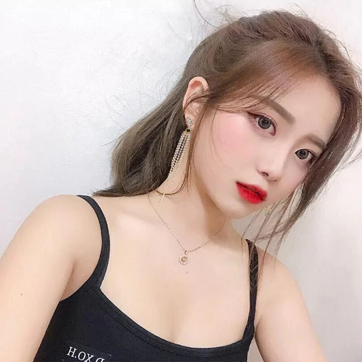 Heart Decorative Gold Plated Tassel Earrings - Golden - Shop N Save