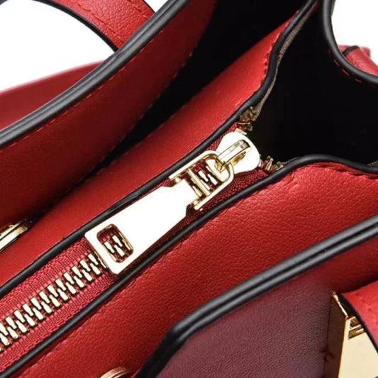 Large Capacity Solid Color Popular Handbag - Wine Red - Shop N Save