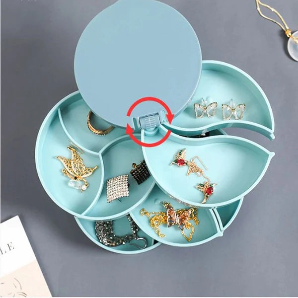 Multi Layer Rotating Jewellery Storage Box - Blue - Shop N Save