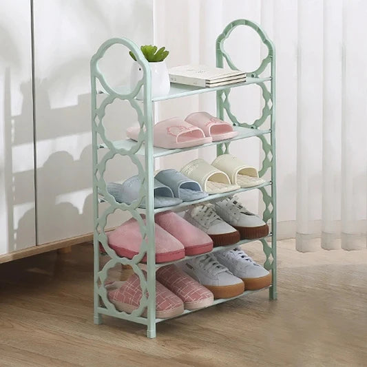 Wide Capacity 5 Layers Creative Design Foldable Shoe Rack - Sea Green - Shop N Save