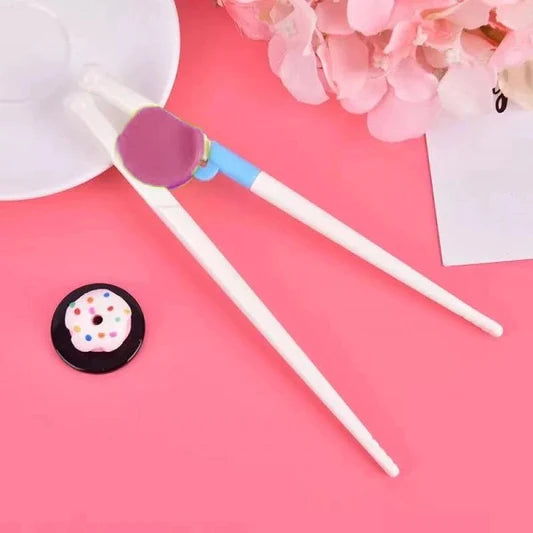 A Pair Of Kids Auxiliary Chopsticks - White Pink - Shop N Save