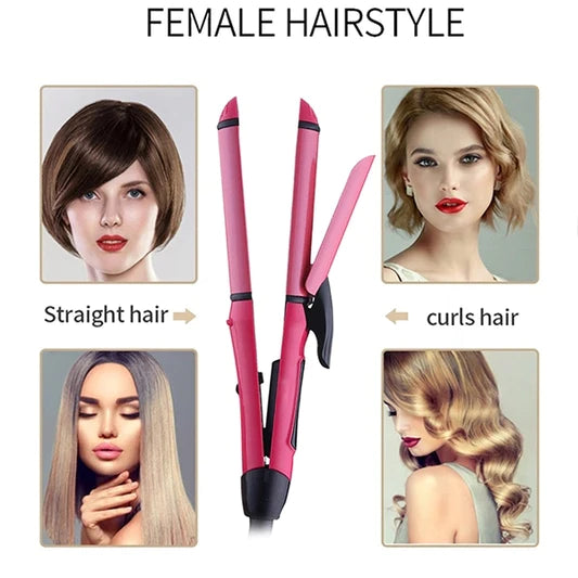 Beauty 2 In 1 Quick Hair Straightener And Curler Set - Pink - Shop N Save