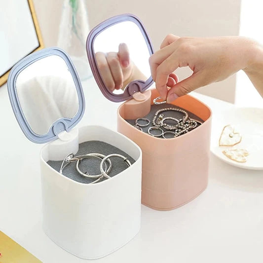 Jewelry Organizer Storage Box With Mirror - Blue - Shop N Save