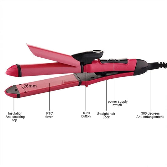 Beauty 2 In 1 Quick Hair Straightener And Curler Set - Pink - Shop N Save