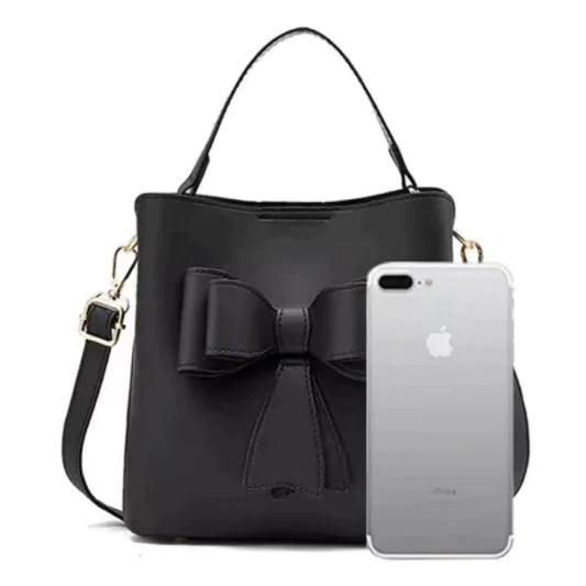 Ladies Simple Bow Decoration Handbag - Black - Shop N Save