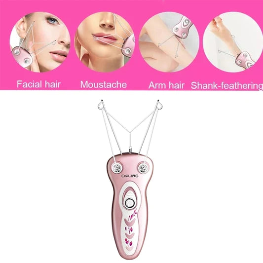 Ladies Facial Body Face Rechargeable Threading Hair Remover - LIGHT PINK - Shop N Save