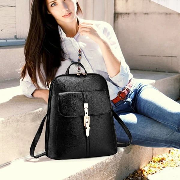 Luxury PU Leather Backpack: Stylish, Large Capacity, Travel-Friendly Chic - Shop N Save