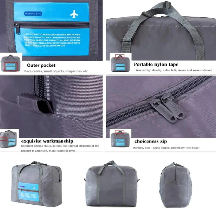 Nylon Zipper Travel Bag: Spacious, Durable, Compact for Easy Travel (Blue) - Shop N Save