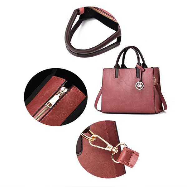3 Pieces Zip Closure Large Capacity Women's Bag Set - pink
