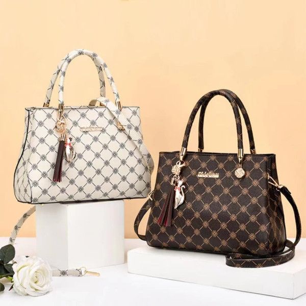 Elegant Floral Handbag: Geometric Design, Large Capacity, Synthetic Leather - Shop N Save