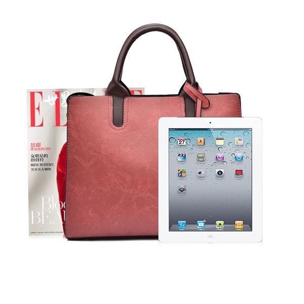 3 Pieces Zip Closure Large Capacity Women's Bag Set - pink