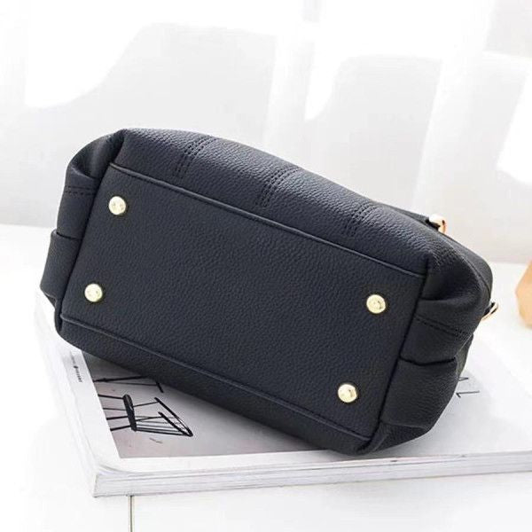 Black Embroidered Handbag: Stylish, Geometric, Tassel Detail, Zip Closure - Shop N Save