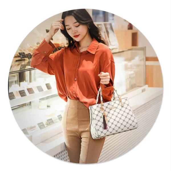 Elegant Floral Handbag: Geometric Design, Large Capacity, Synthetic Leather - Shop N Save