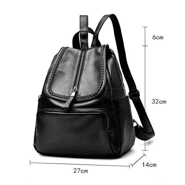 Premium Leather Backpack: Stylish, Large Capacity, Zip Closure - Shop N Save