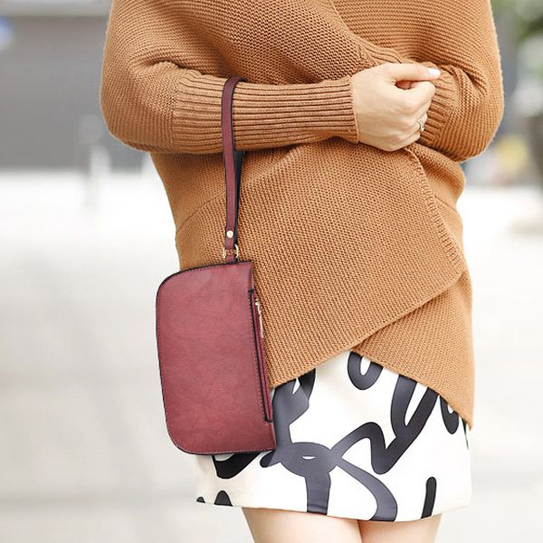 3 Pieces Zip Closure Large Capacity Women's Bag Set - pink