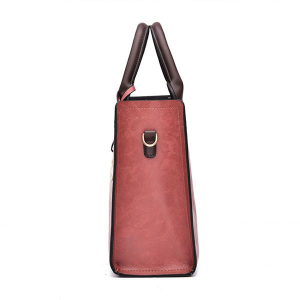 3 Pieces Zip Closure Large Capacity Women's Bag Set - pink