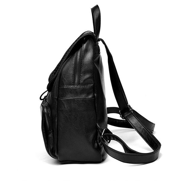 Premium Leather Backpack: Stylish, Large Capacity, Zip Closure - Shop N Save