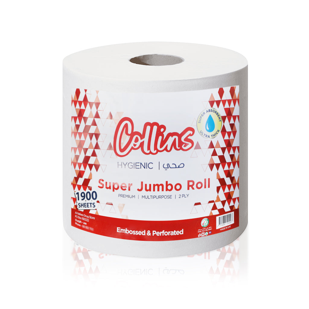 Collins Jumbo Maxi Roll - 1900 Sheets, Embossed, High Absorbency