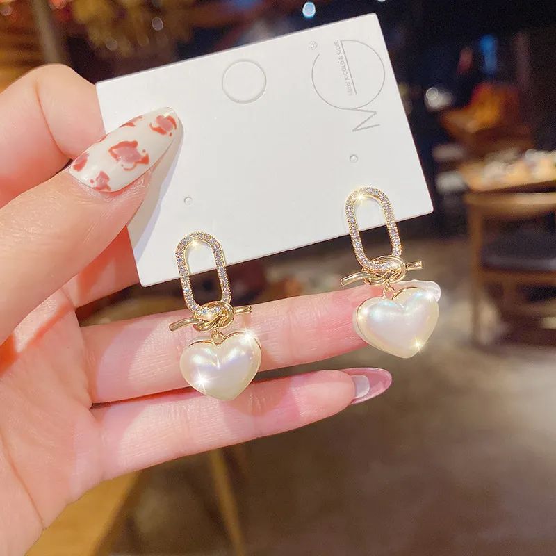 Korean Heart Pearl Earrings: Simple Chic for Versatile Style - Shop N Save